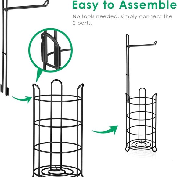 Vintage Black Metal Toilet Paper Stand and Dispenser for 4 Rolls - Easy Assembly - Picture 3 of 7